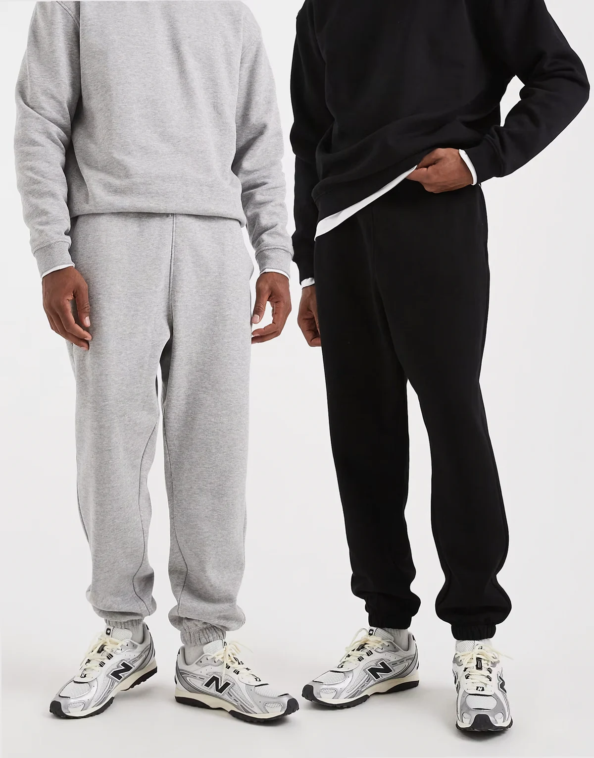 essentials 2 pack oversized sweatpants in black and heather gray