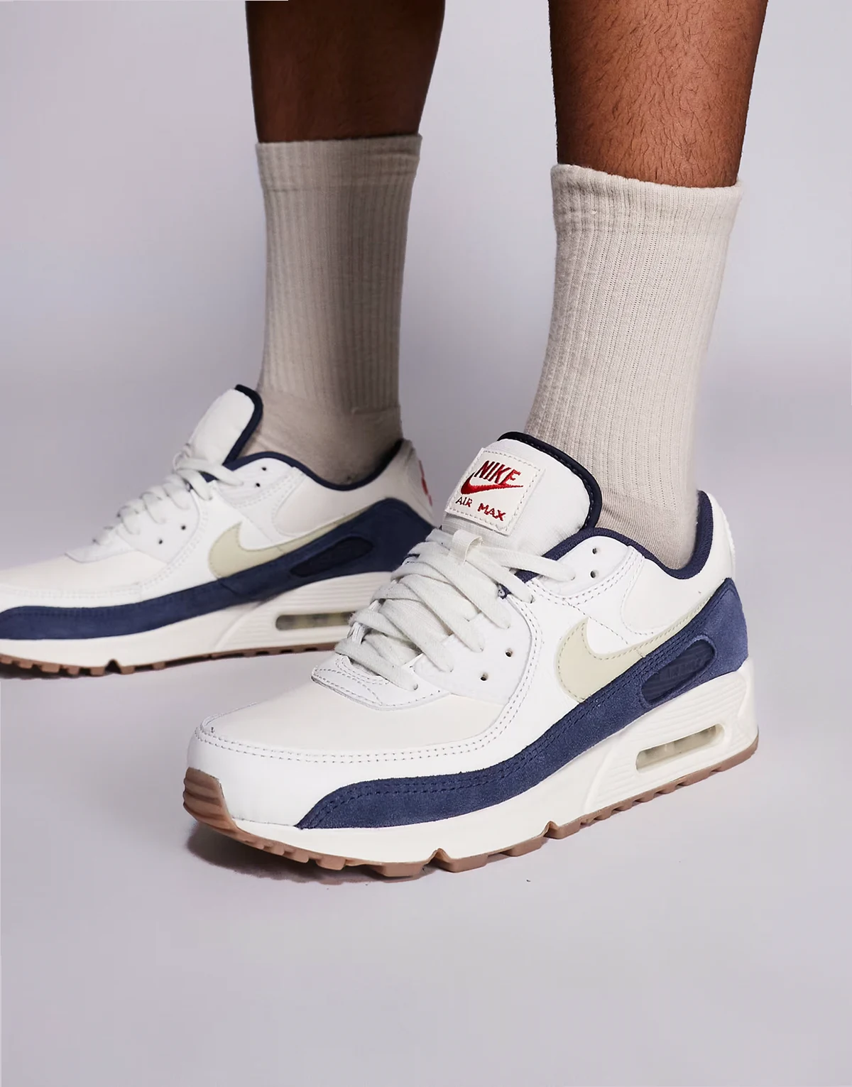 Air Max 90 PRM sneakers in off white and navy