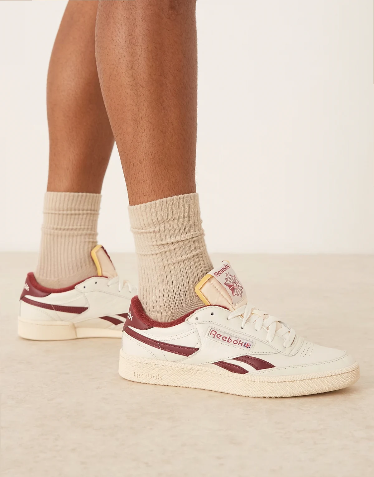 Club C Revenge Vintage sneakers in white with burgundy details