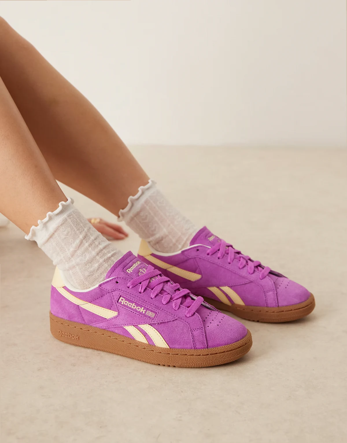 Club C Grounds sneakers in purple and white detail with gumsole
