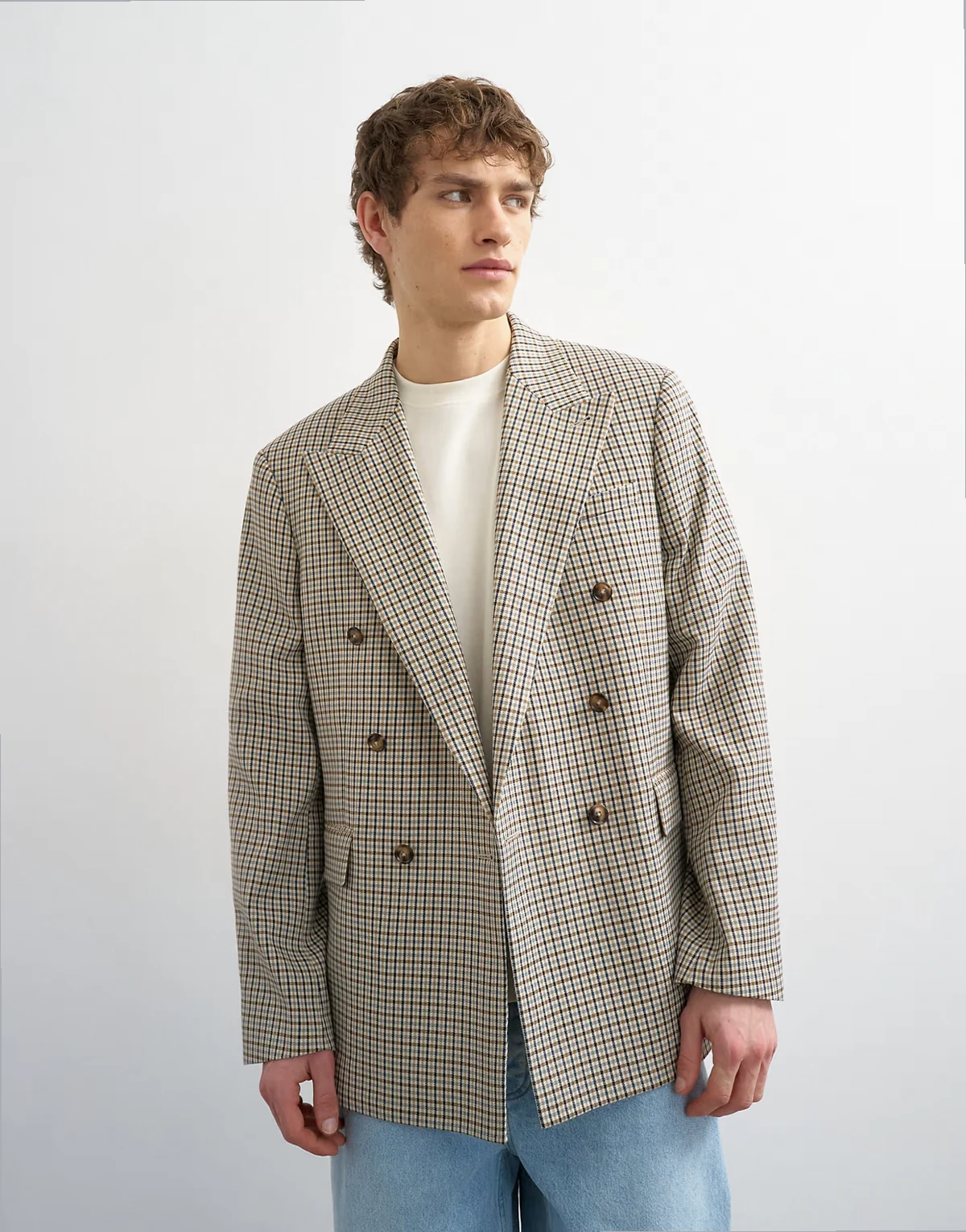 – Blazer mit lockerem Schnitt und mehrfarbigem Vichy-Karomuster