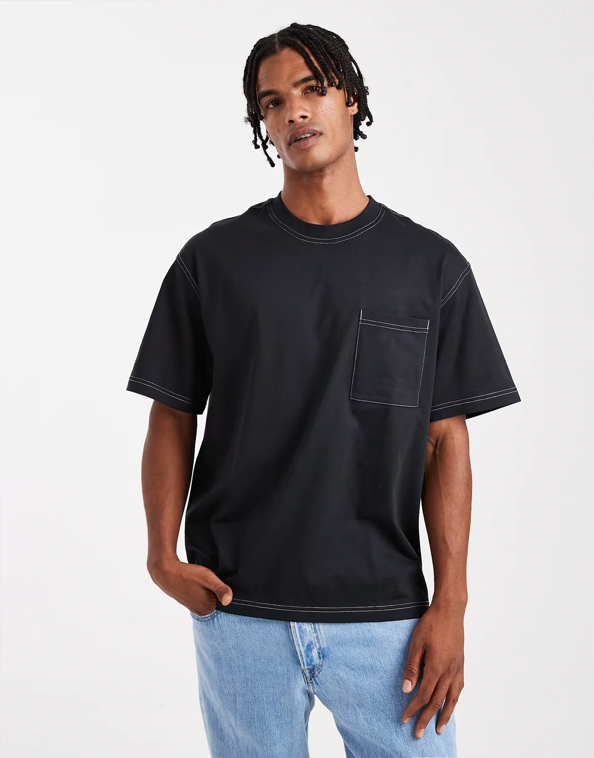 oversized t-shirt with contrast stitch in black