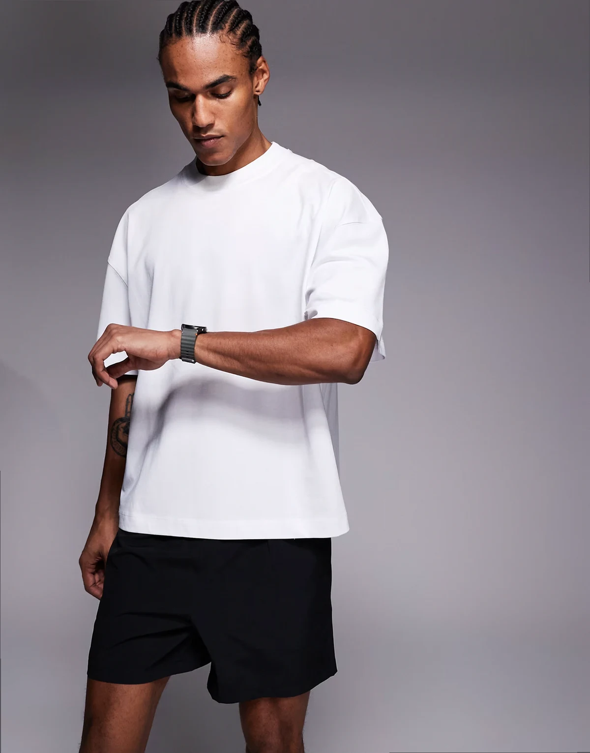 heavyweight cotton boxy drop shoulder T-shirt with quick dry finish in white