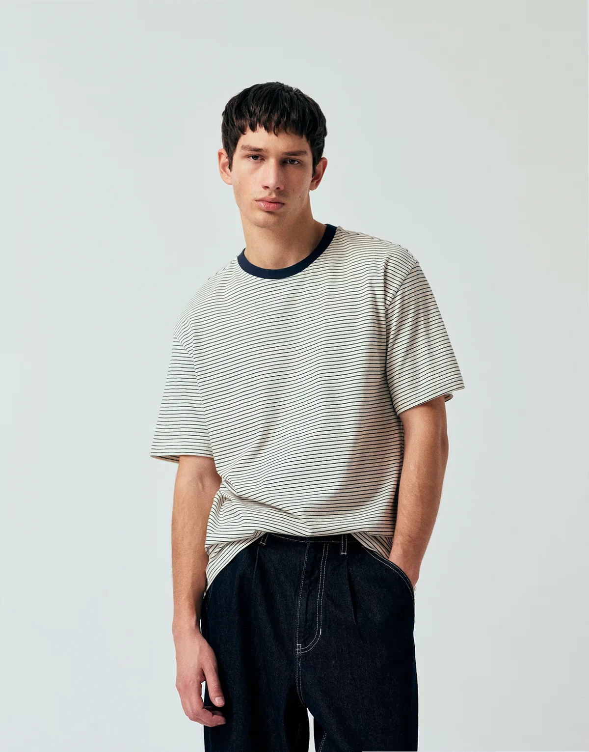 relaxed fit T-shirt in cream stripes