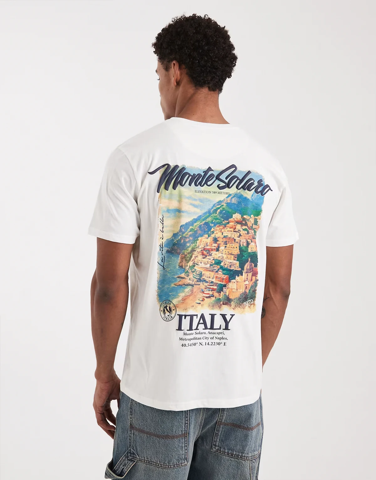 short sleeve scenery graphic T-shirt in white