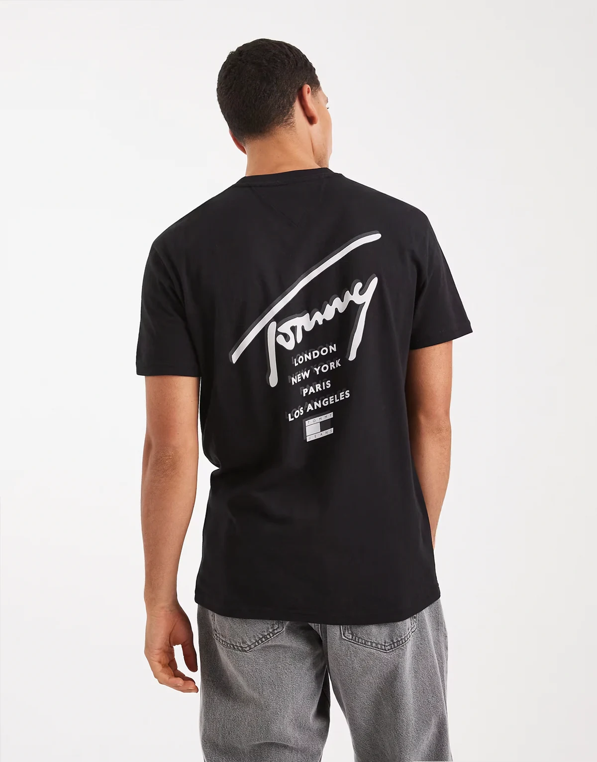 regular back print signature T-shirt in black