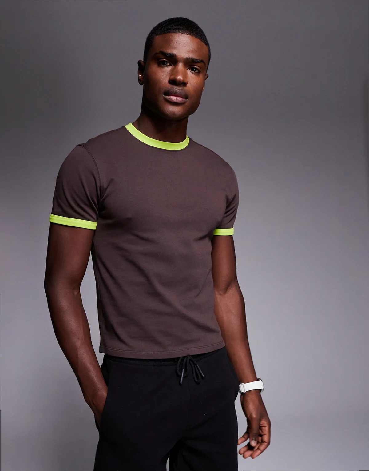 cotton shrunken fit baby ringer tee with quick dry finish in raisin