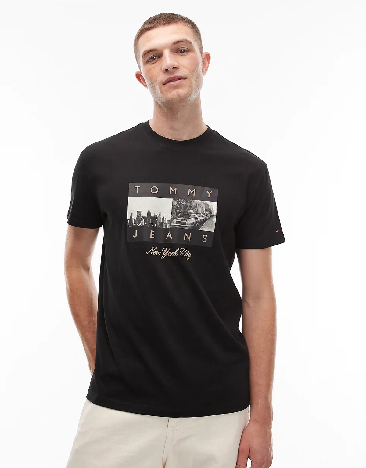 photo flag t-shirt in black