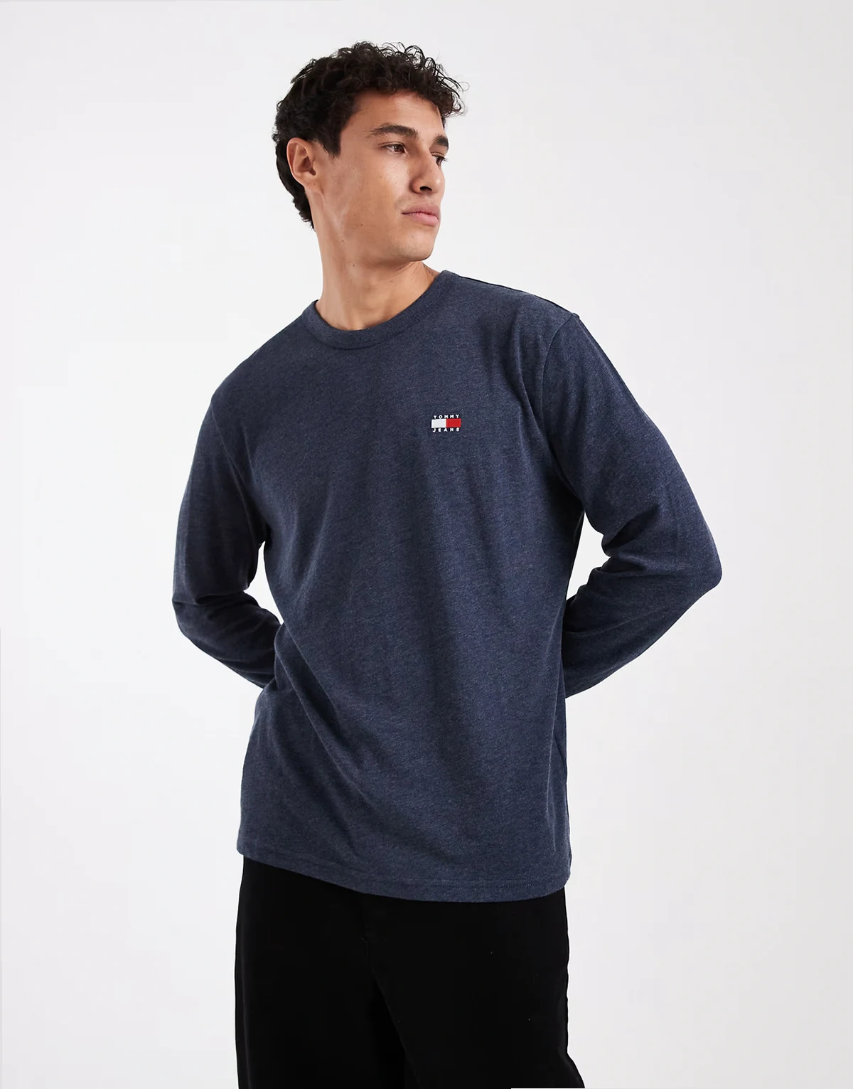 badge chest logo long sleeve T-shirt in navy