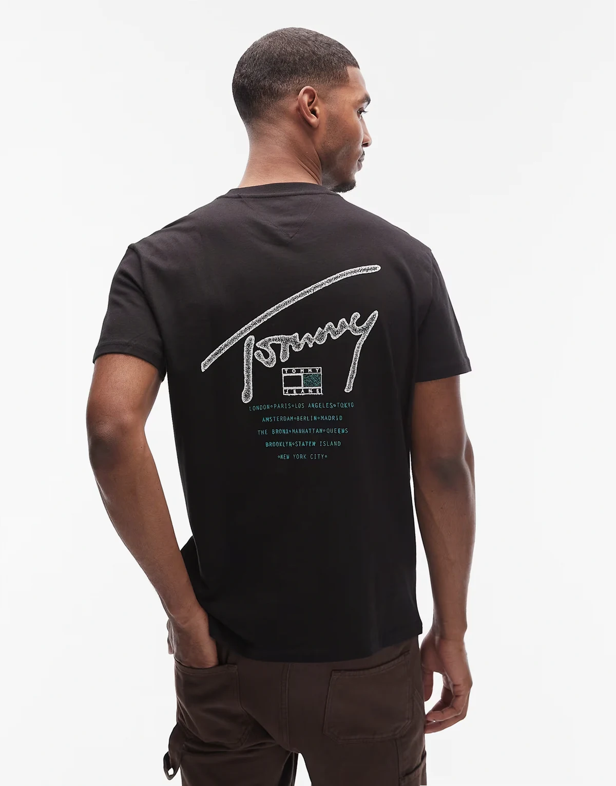 regular signature detail back and front prints t-shirt in black