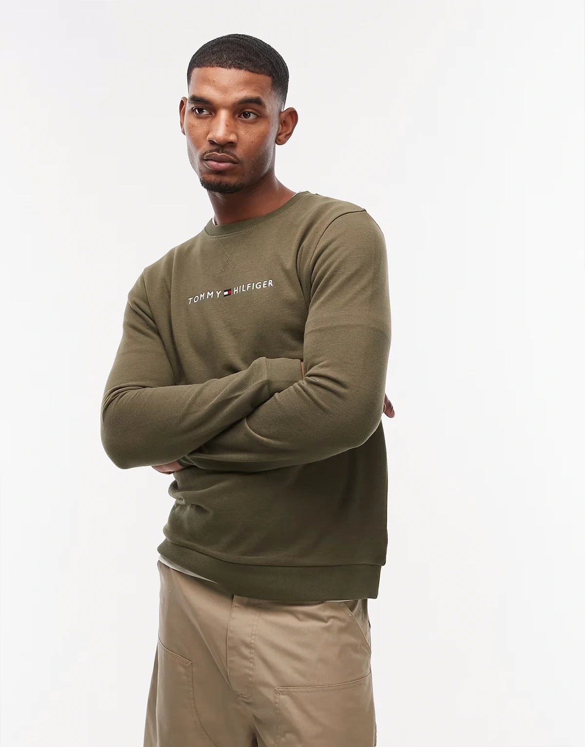 – Domowy T-shirt z długimi rękawami w kolorze khaki