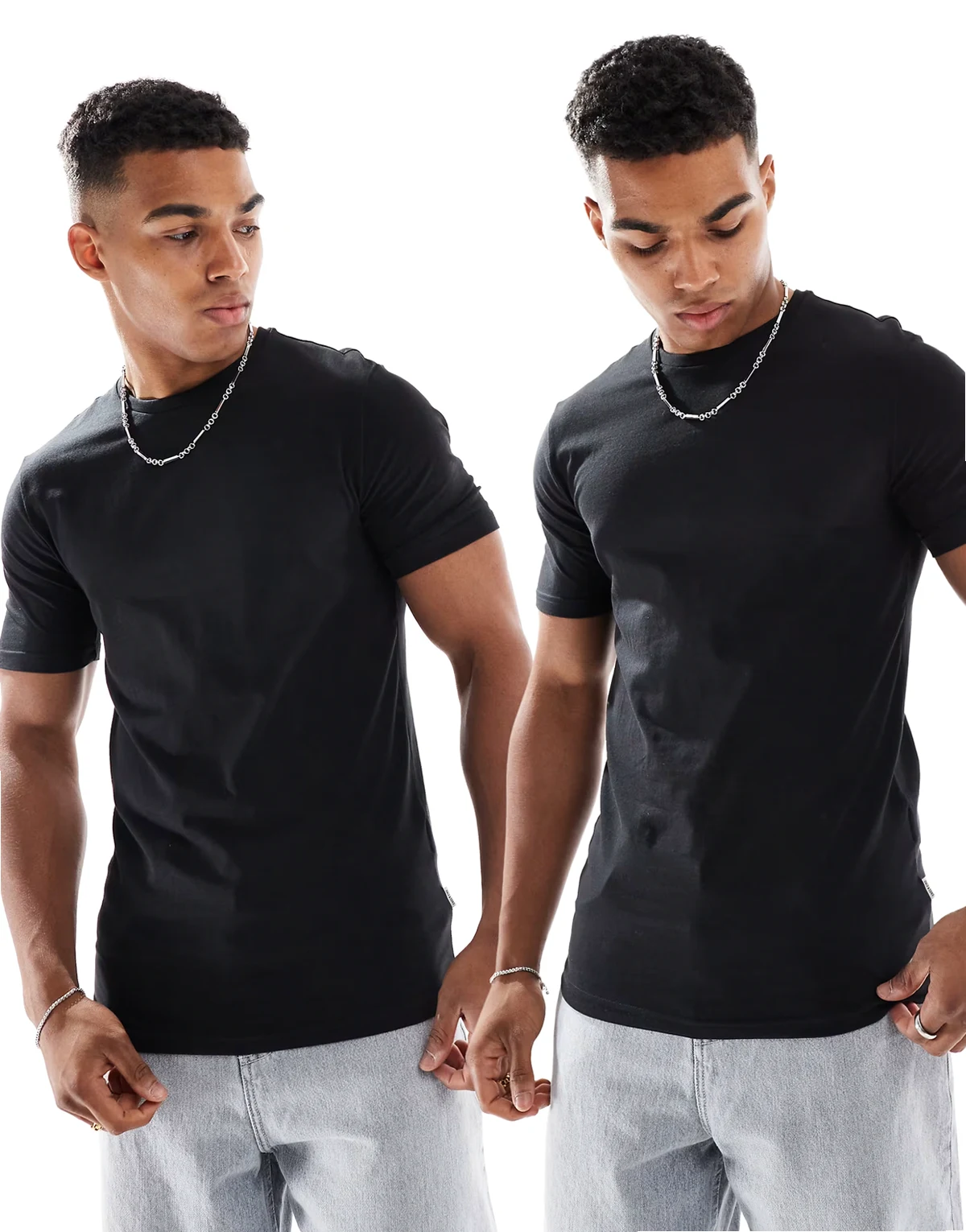 2 pack crew neck t-shirts in black