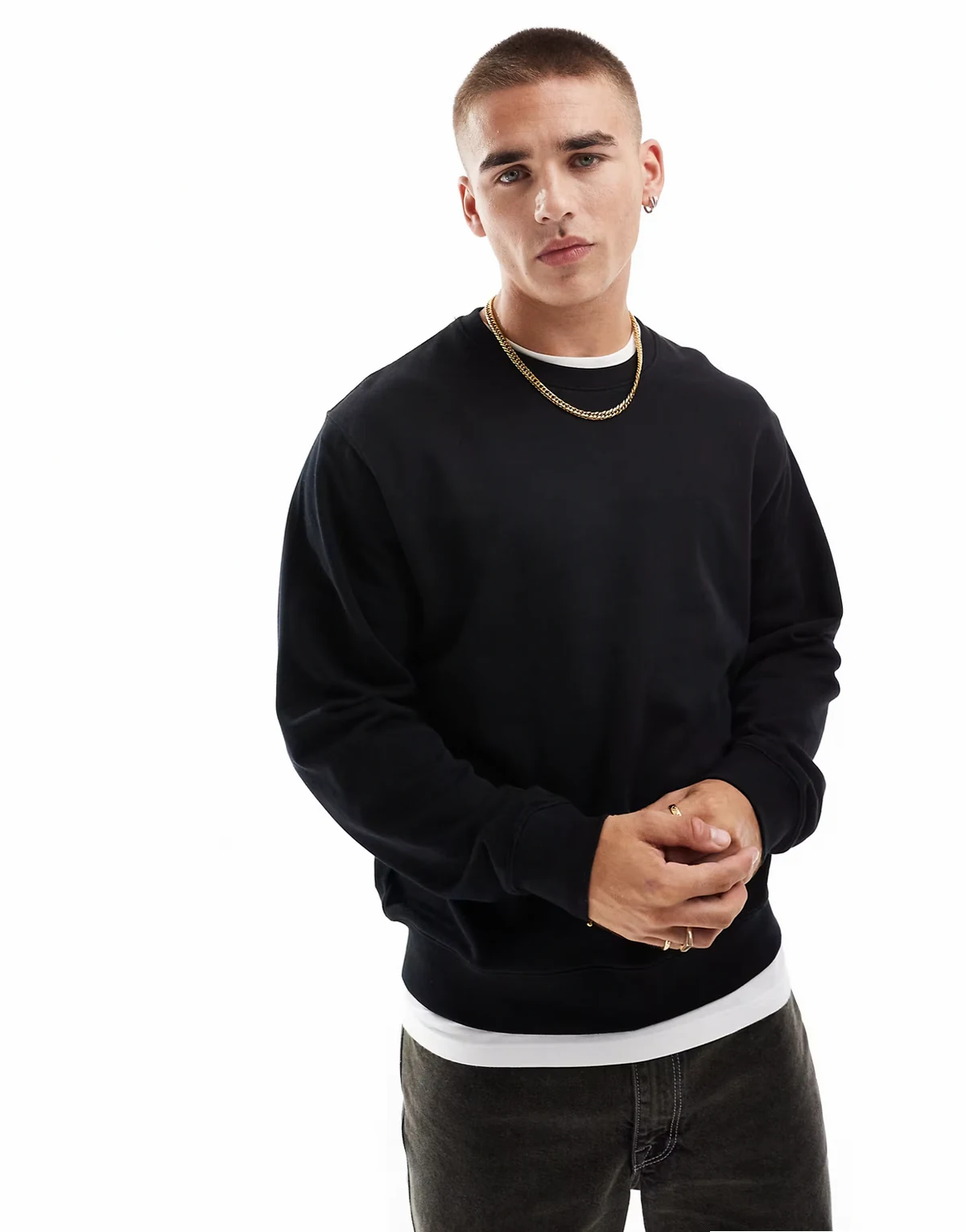oversized crew neck sweatshirt in black