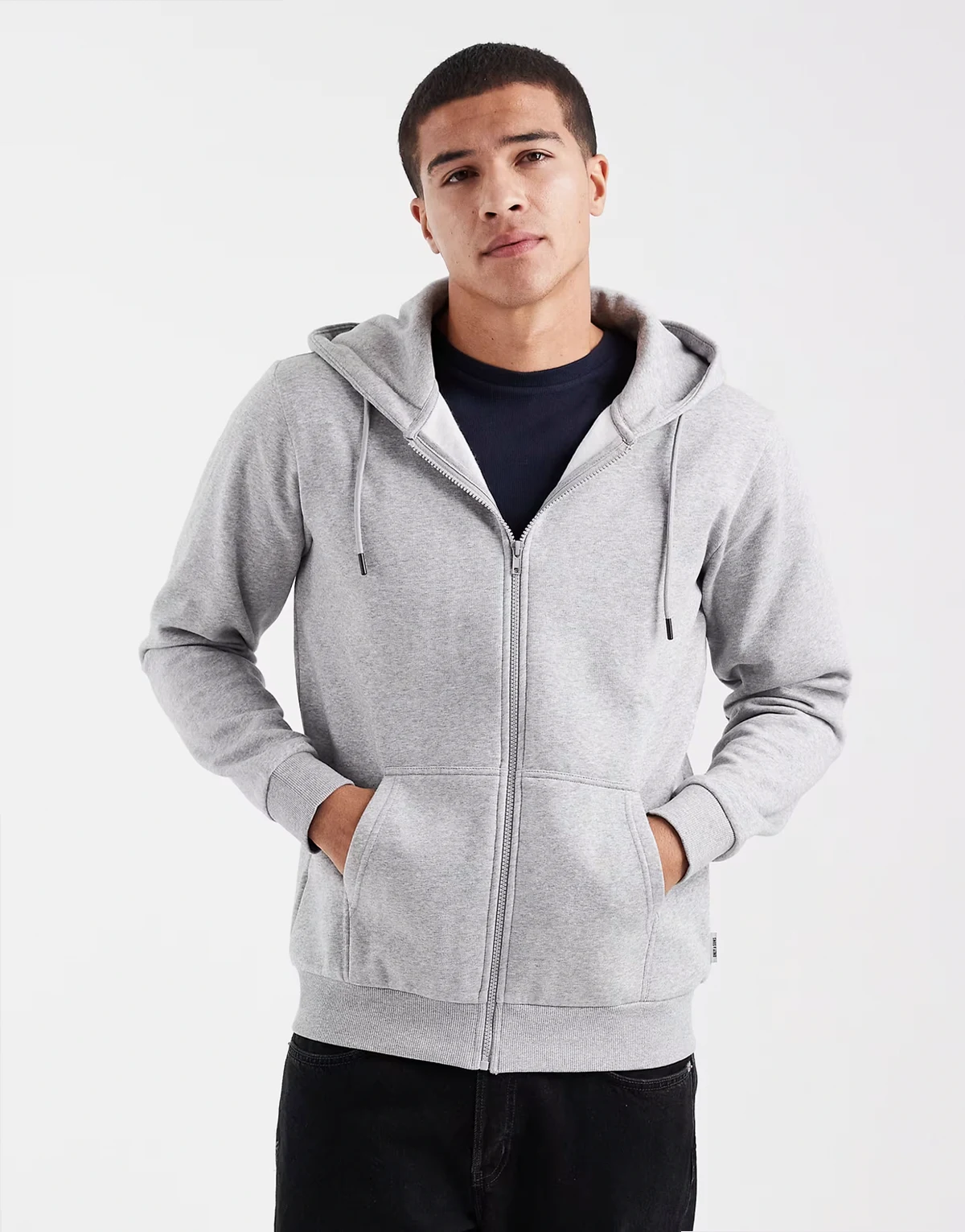 zip through hoodie in light gray