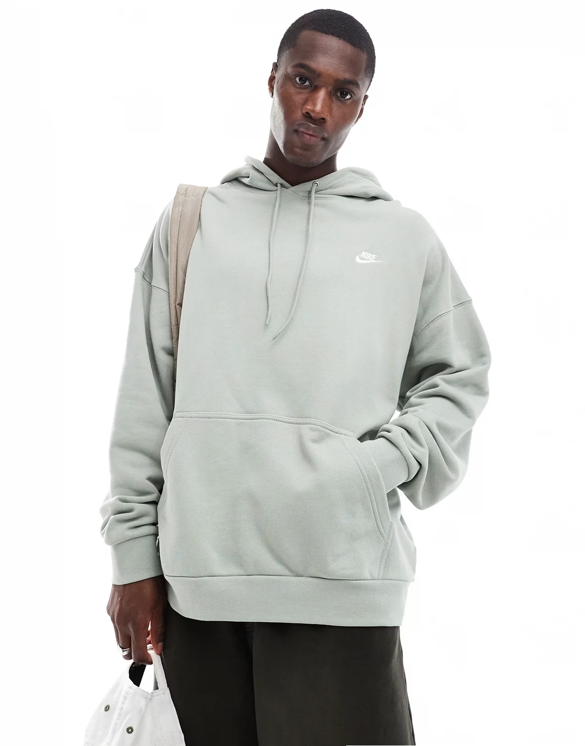 Club French terry oversized hoodie in olive
