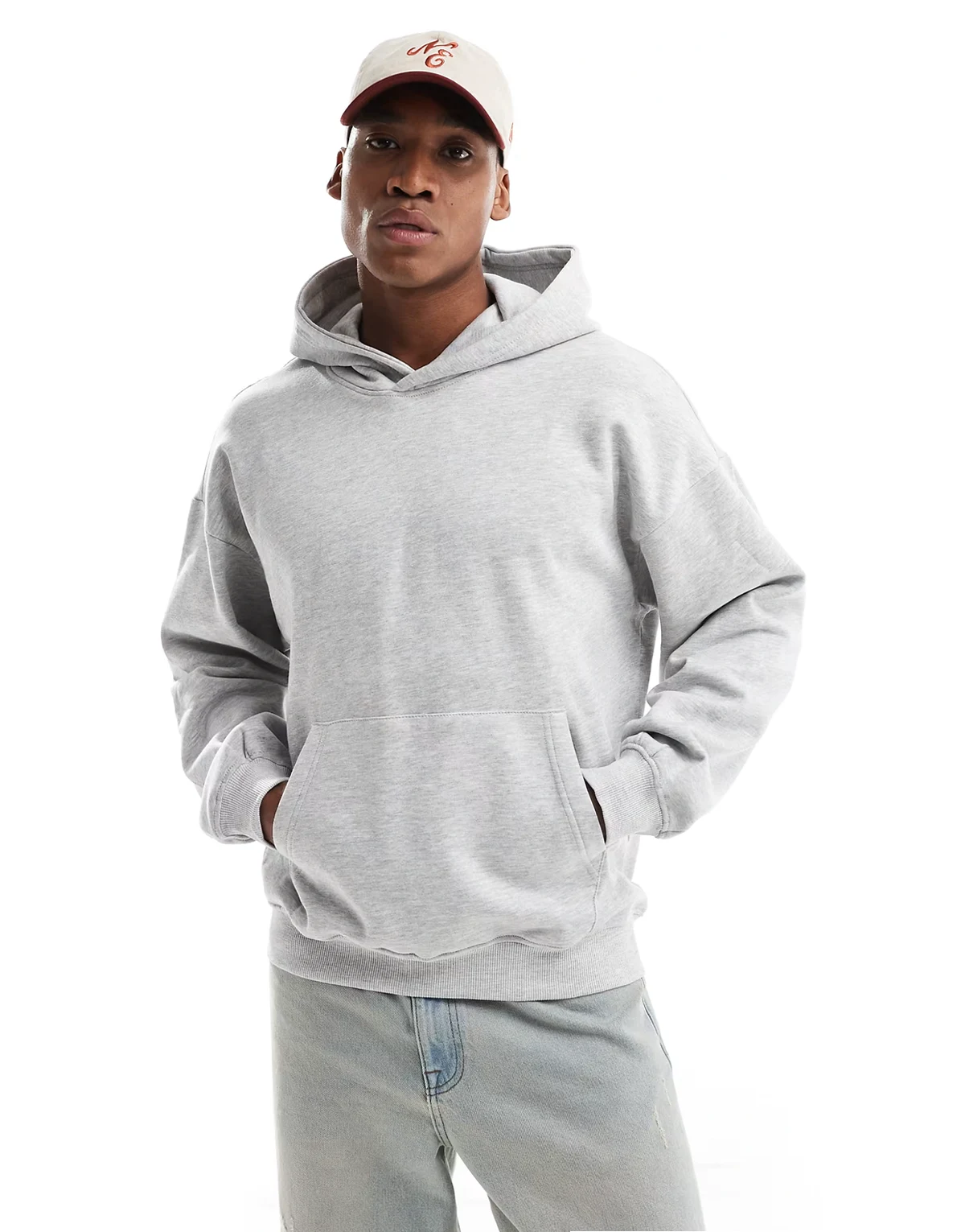 oversized hoodie in light gray melange