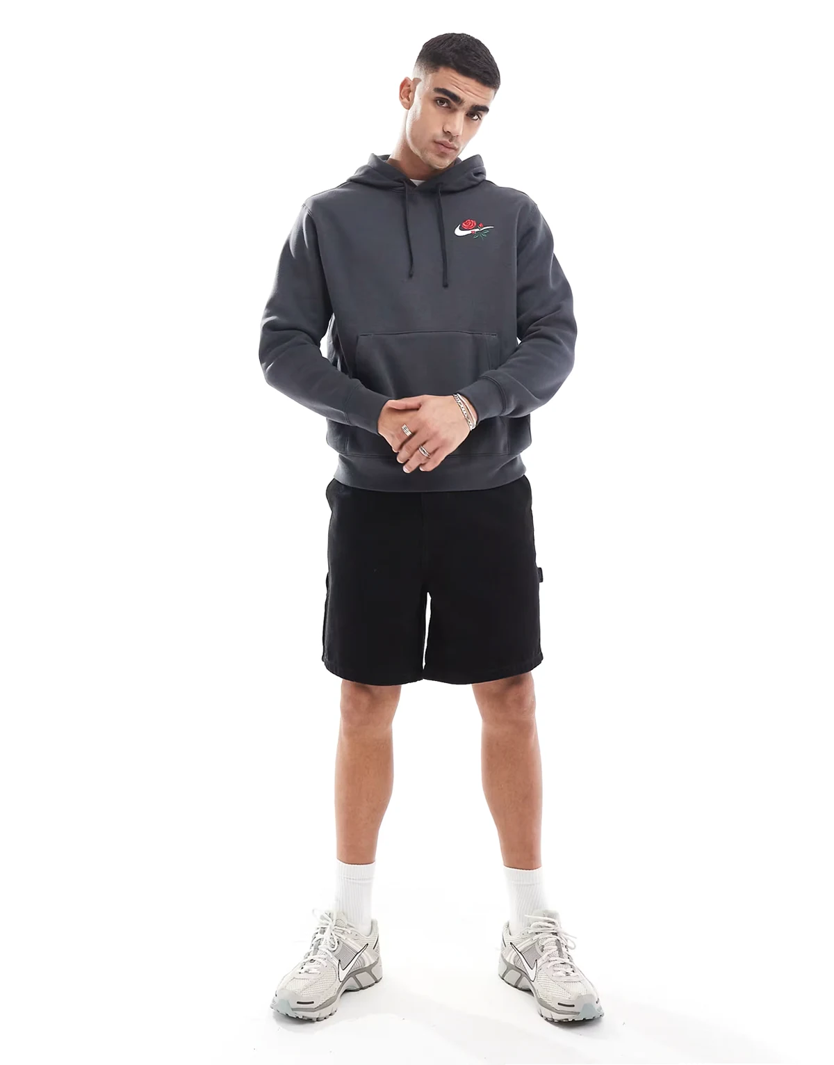 Rose Swoosh logo hoodie in black