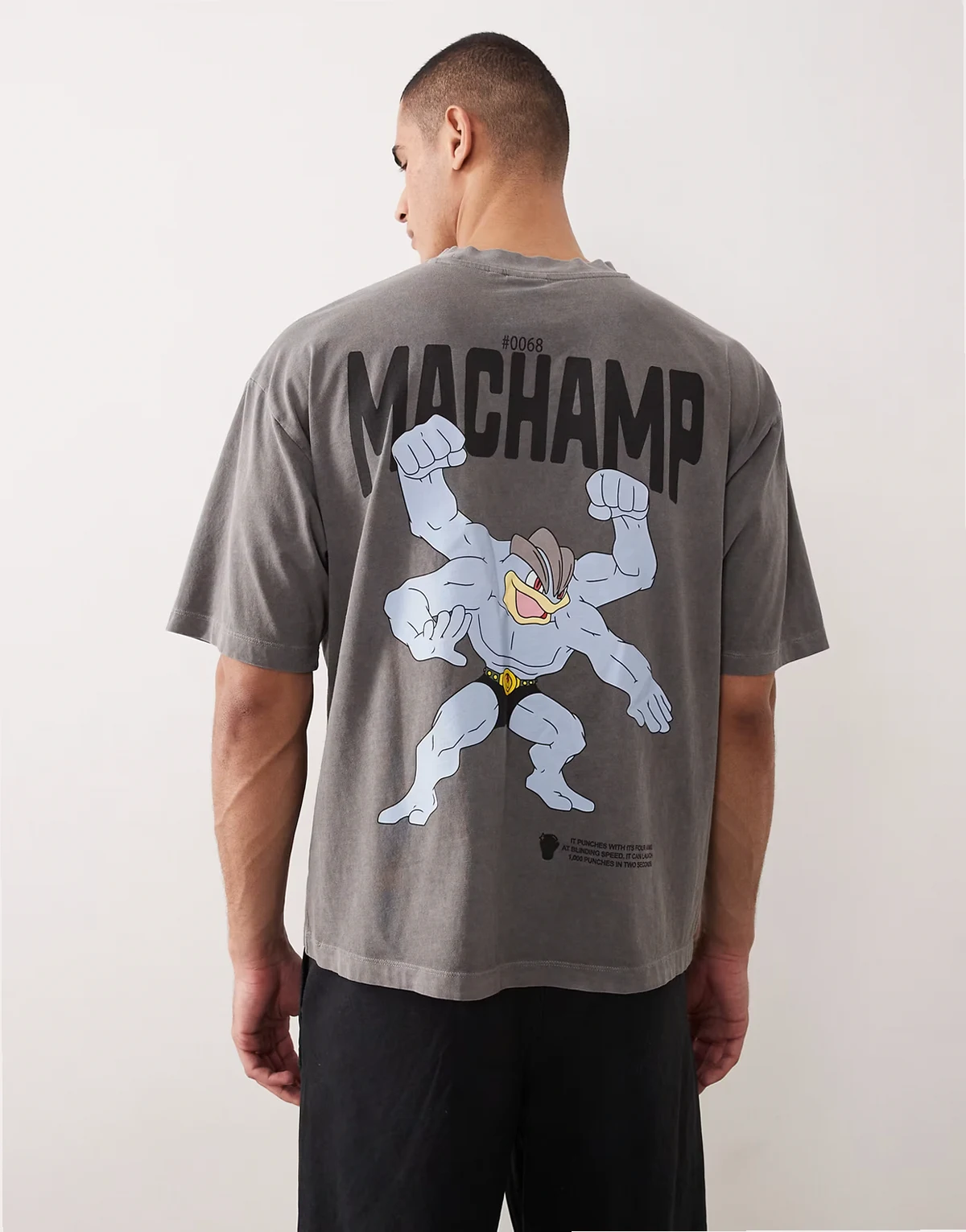 Unisex oversized t-shirt with Pokémon prints in washed black