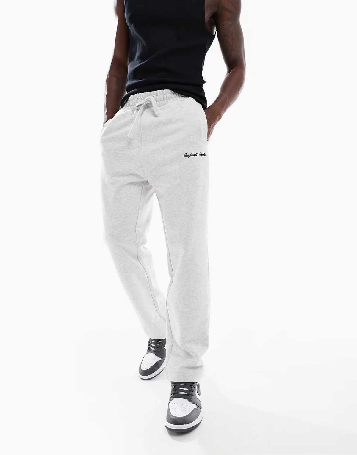 relaxed fit sweatpants in gray heather