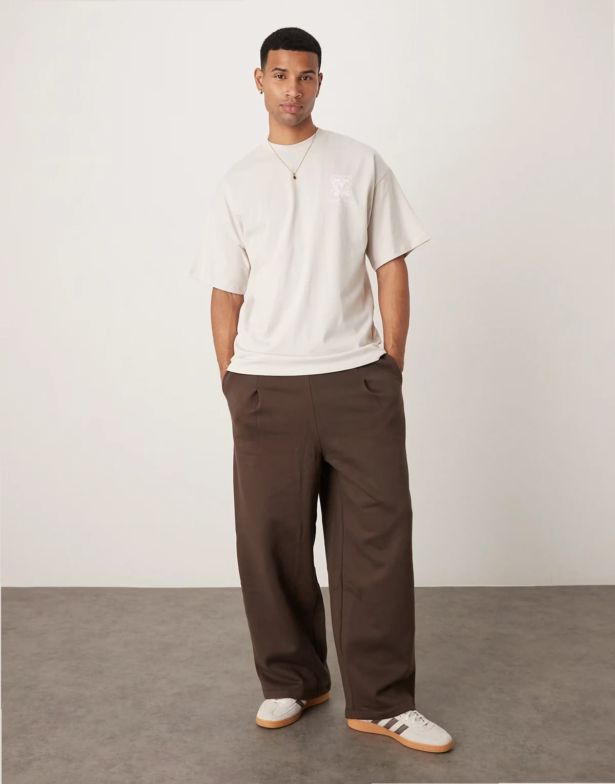 premium heavyweight loose sweatpants 400gsms in brown - part of a set