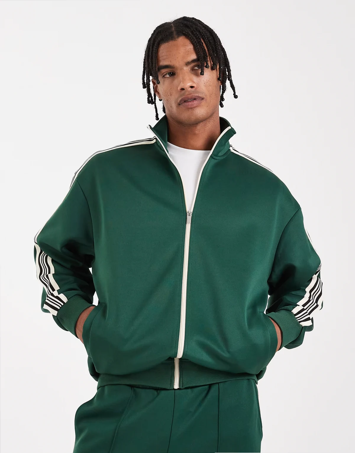 track top with side stripes in dark green - part of a set
