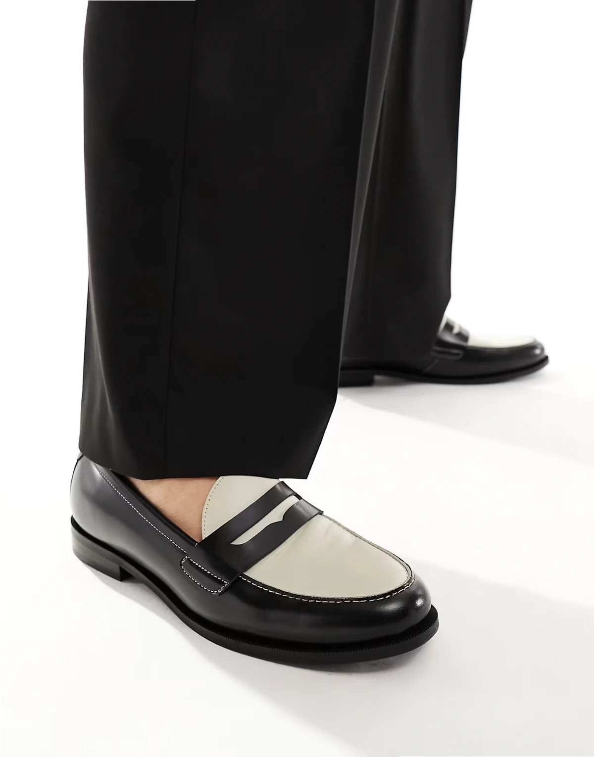 – Torbole Saddle – Leder-Loafer in Schwarz und Wollweiß