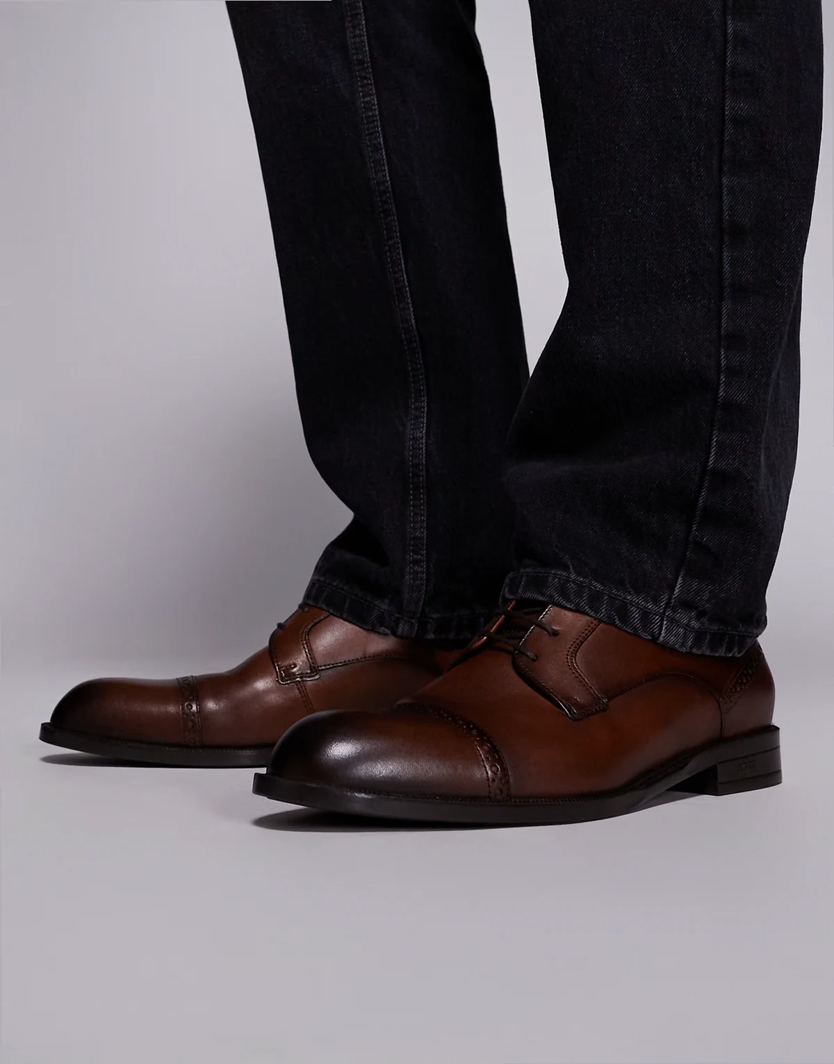 BOSS Black tayil leather derby shoes in brown