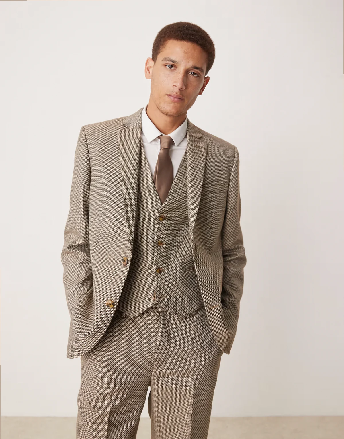 regular suit jacket in brown basketweave