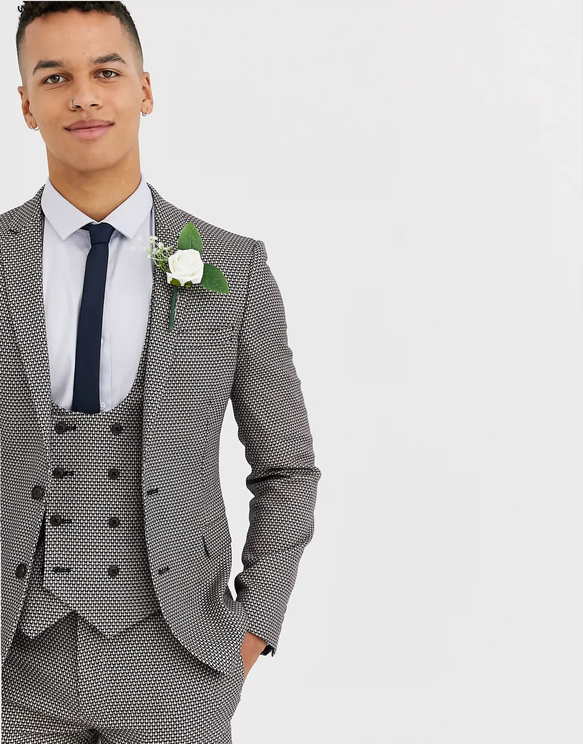 Wedding – Sehr eng geschnittene Anzugjacke aus fein strukturiertem Material in Grau