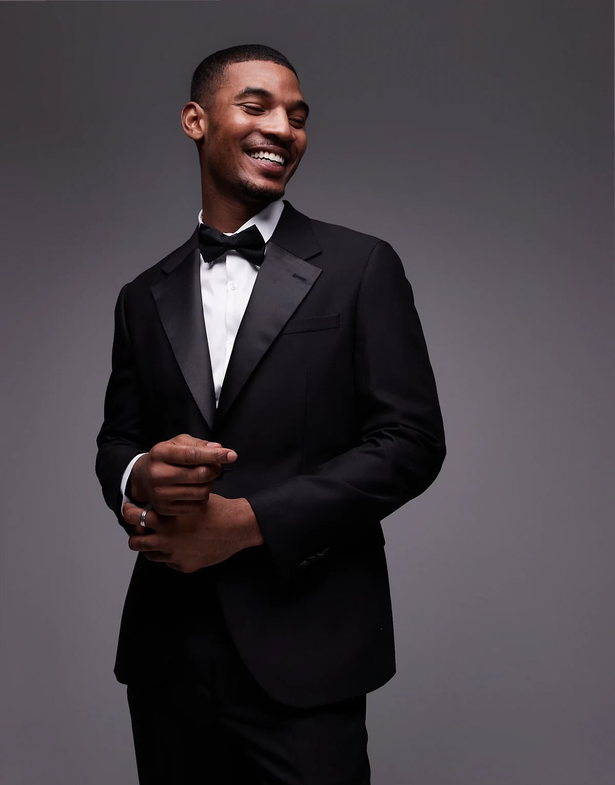 slim tux suit jacket in black