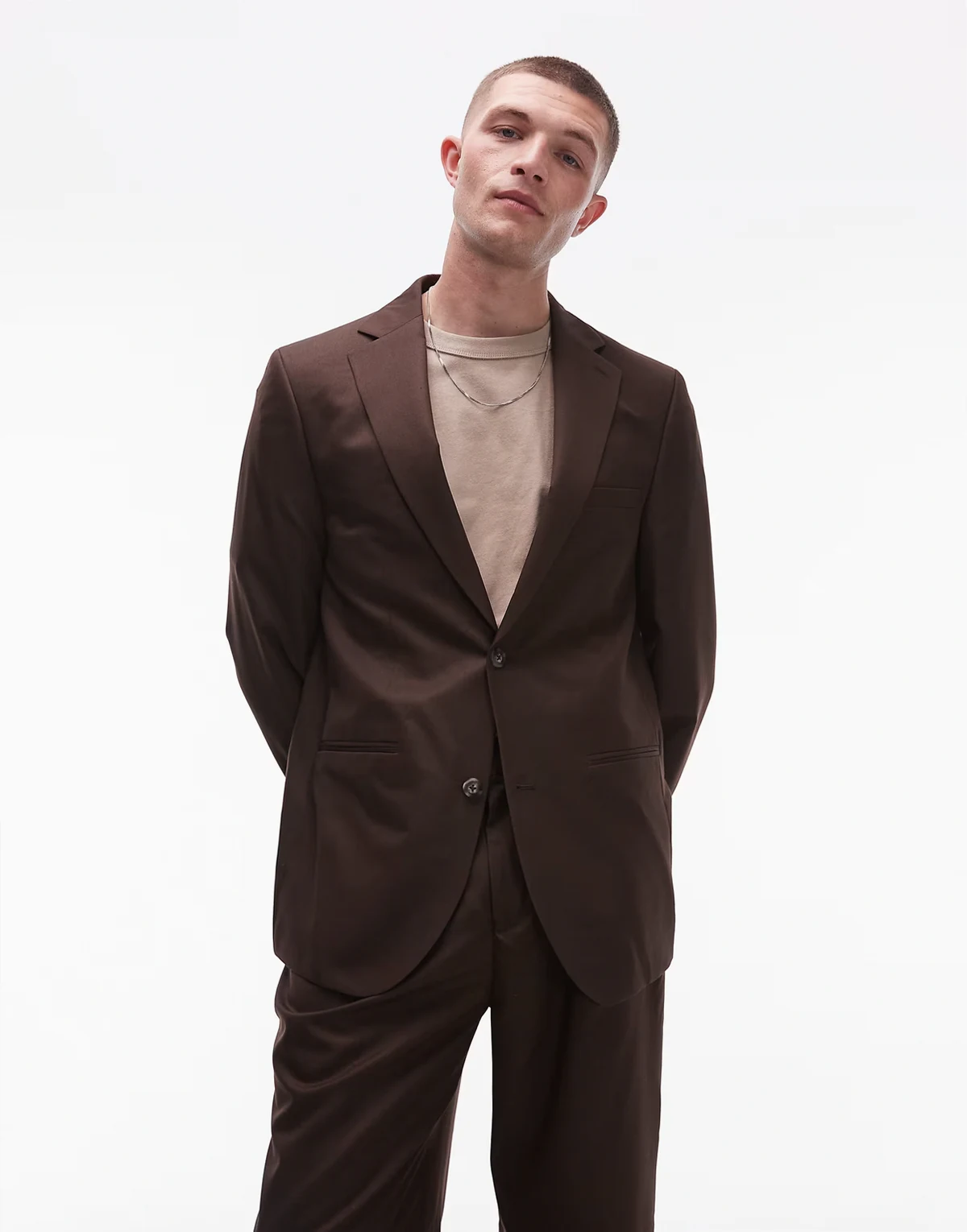 relaxed suit jacket in brown