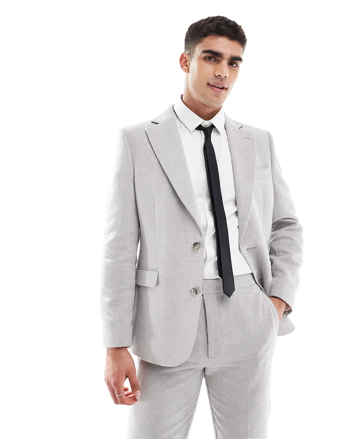 slim suit jacket with wool in gray