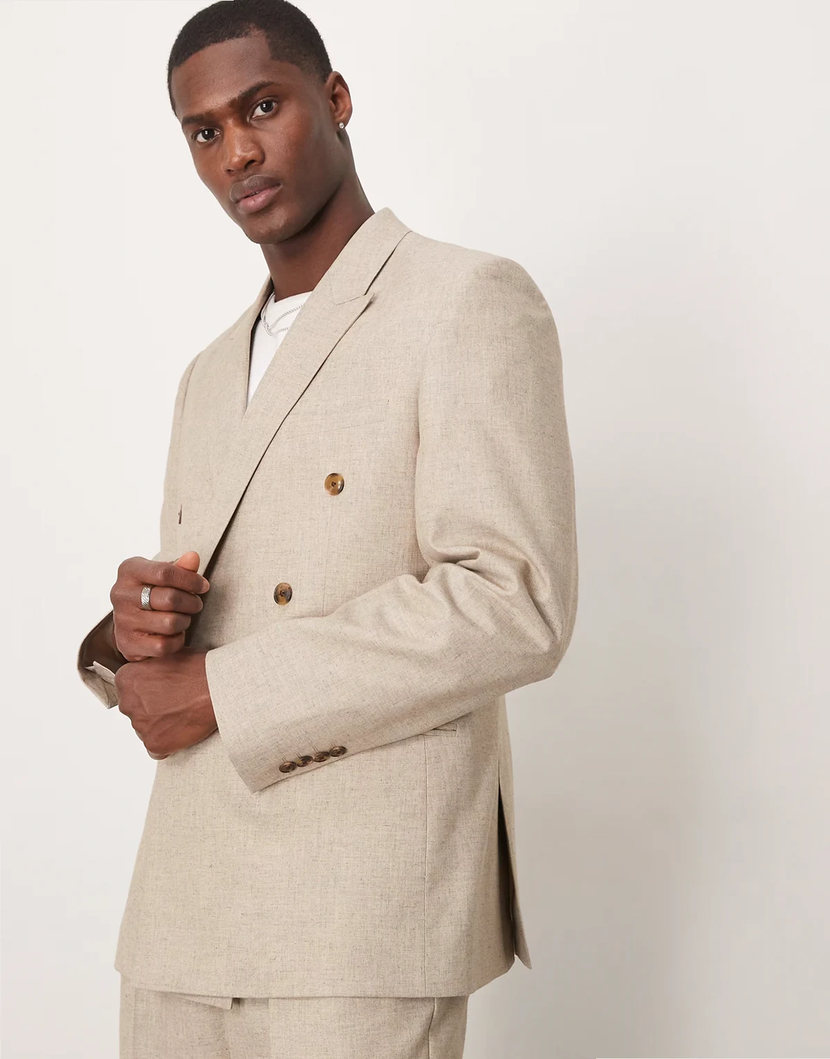 slim suit jacket in stone heather look