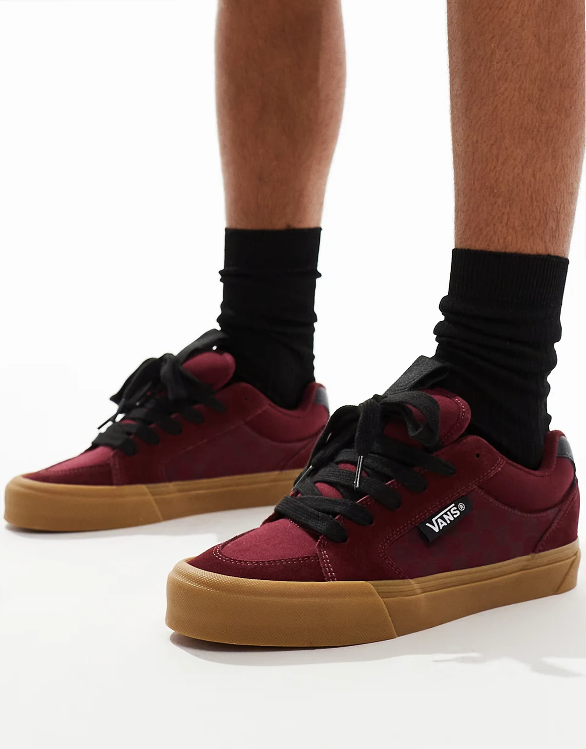 Chukka Push sneakers with gum soles in checkerboard burgundy
