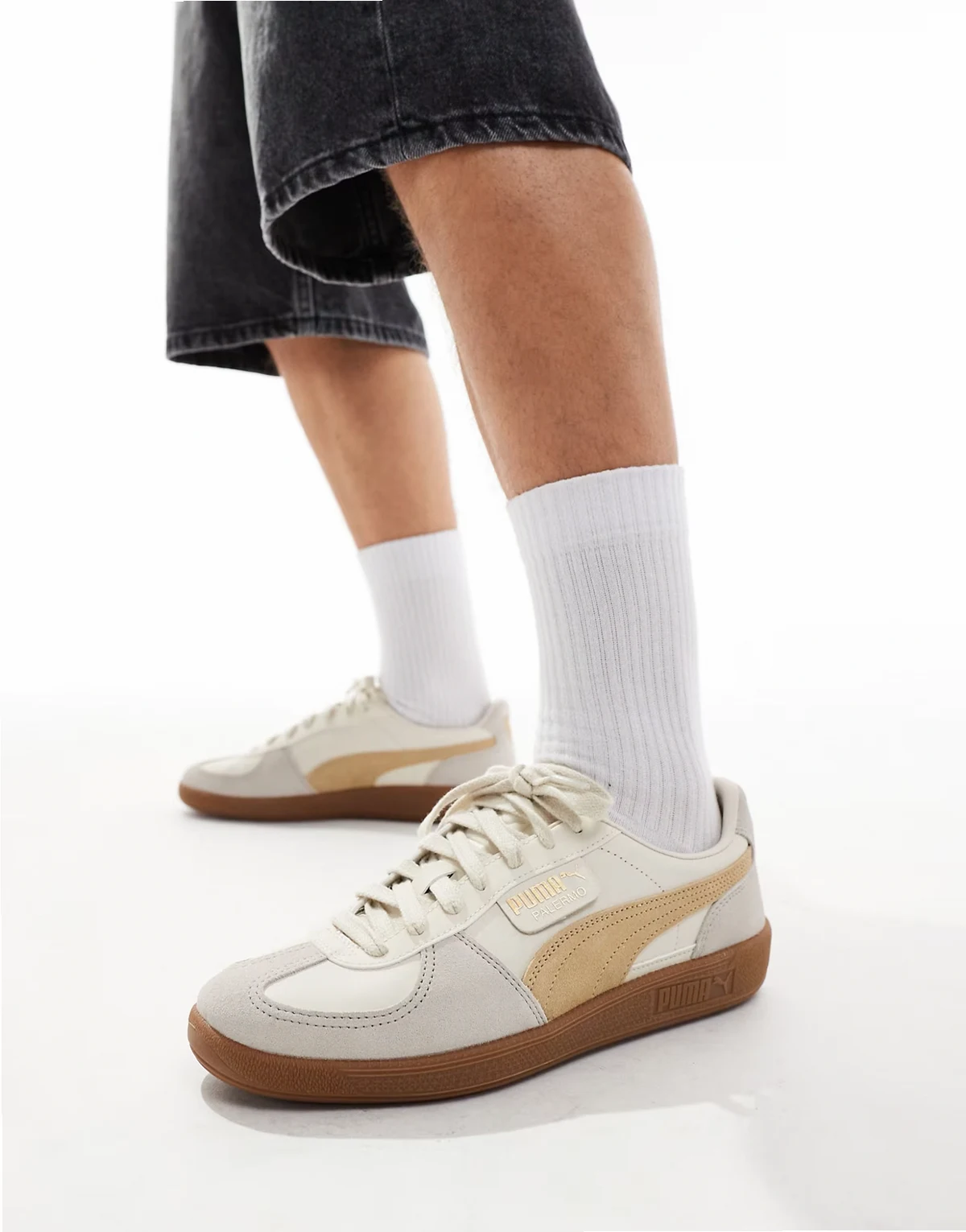 Palermo Leather sneakers with rubber sole in cream and sand