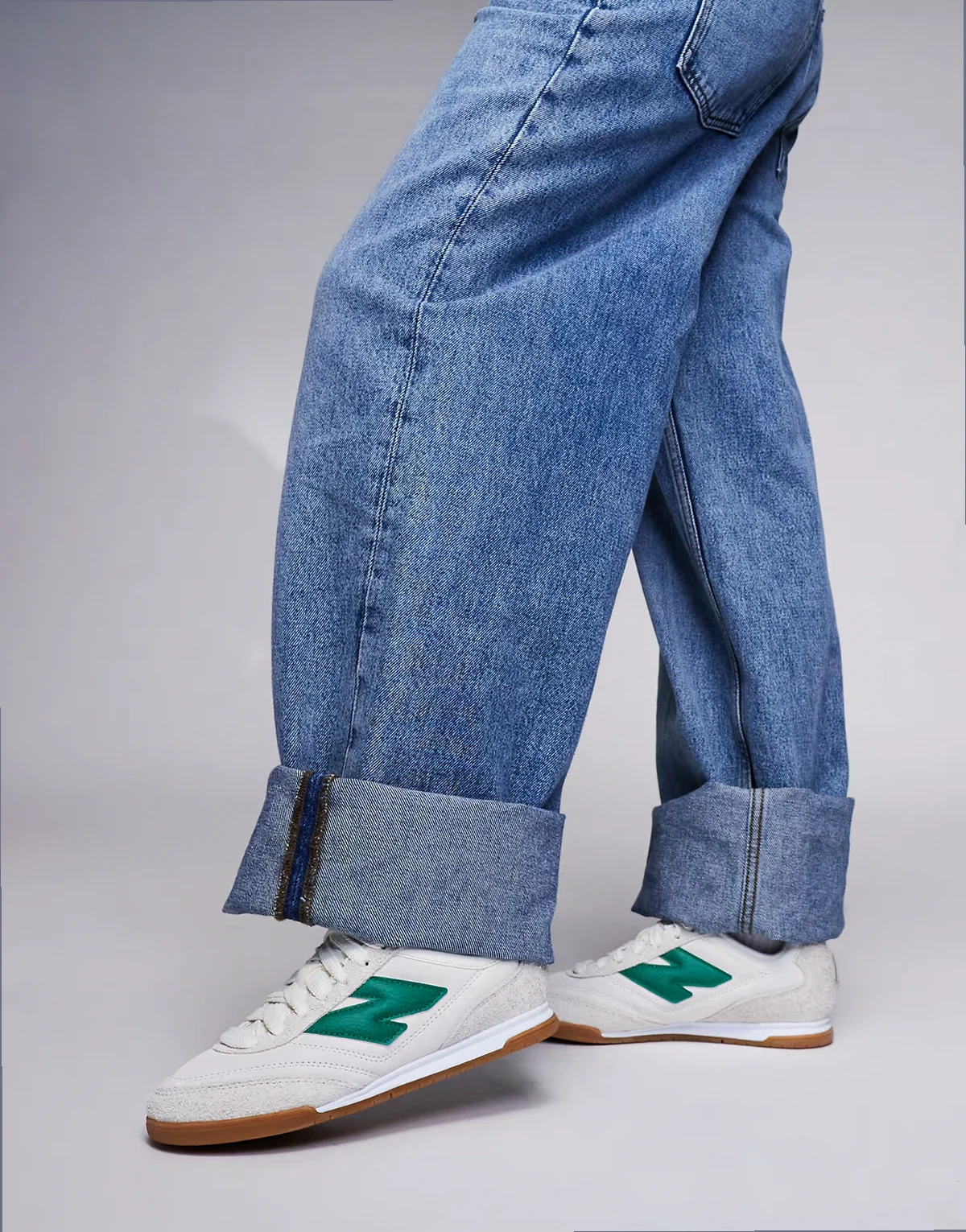 RC42 rubber sole sneakers in white and green