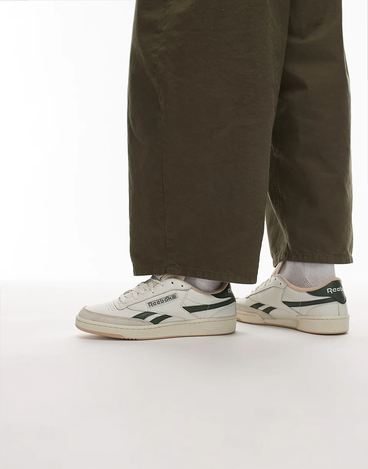 Club C Revenge sneakers in off-white and green