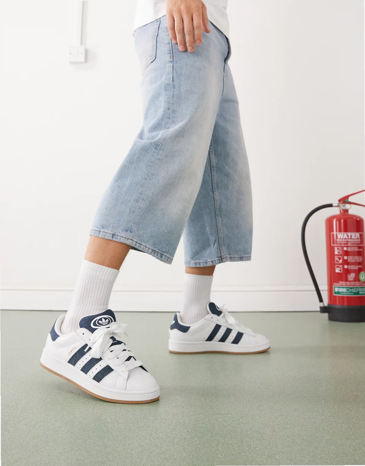 Campus 00s sneakers in white and denim