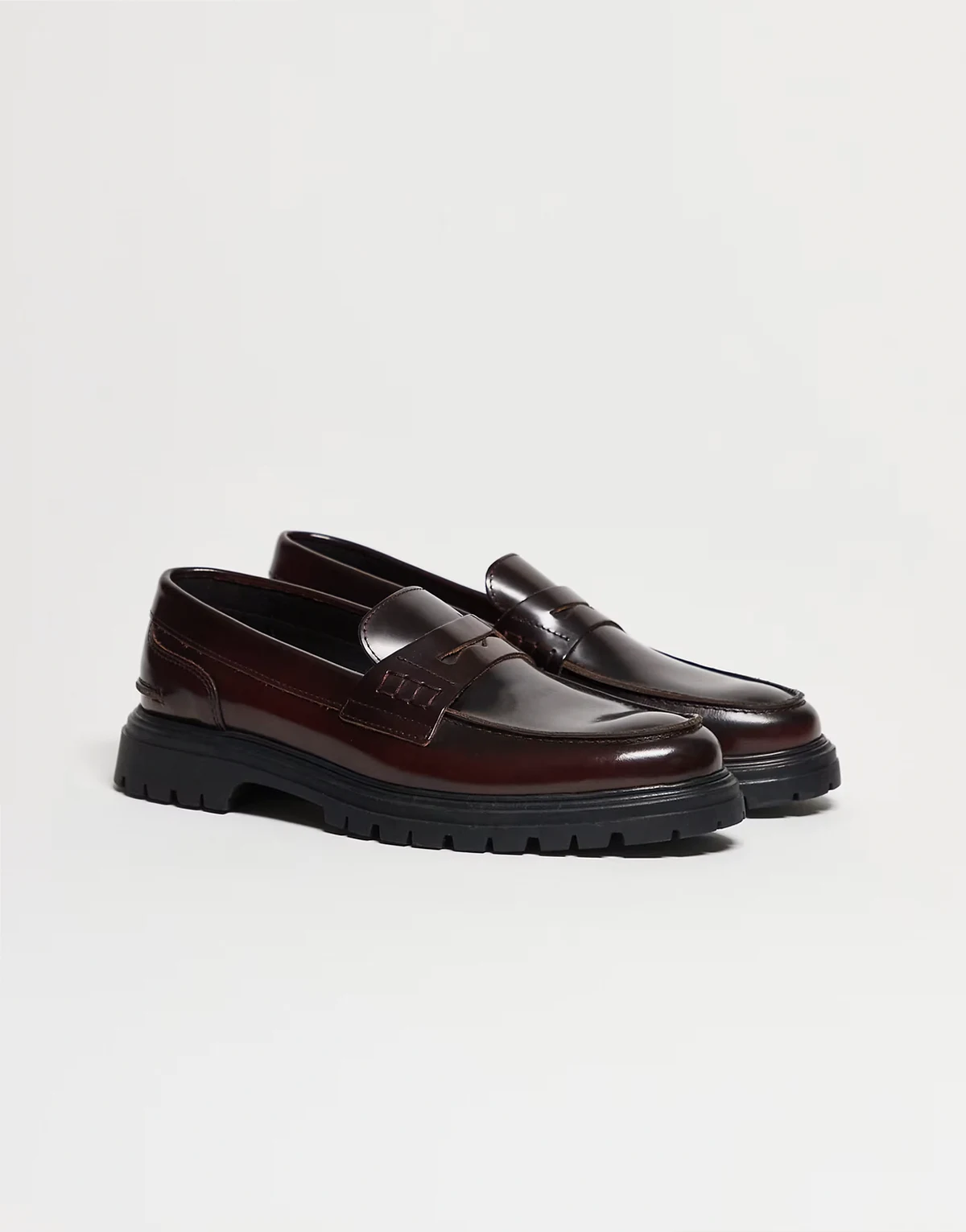 – Made in Portugal – Penny-Loafer aus Leder in Burgunderrot