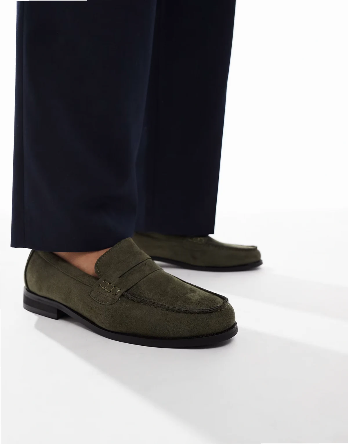 Hero saddle loafers in faux suede olive