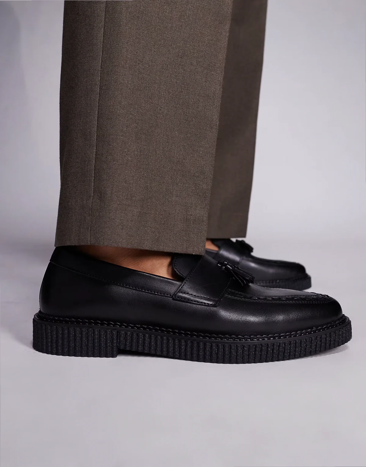 – Creepers-Loafer aus schwarzem Leder