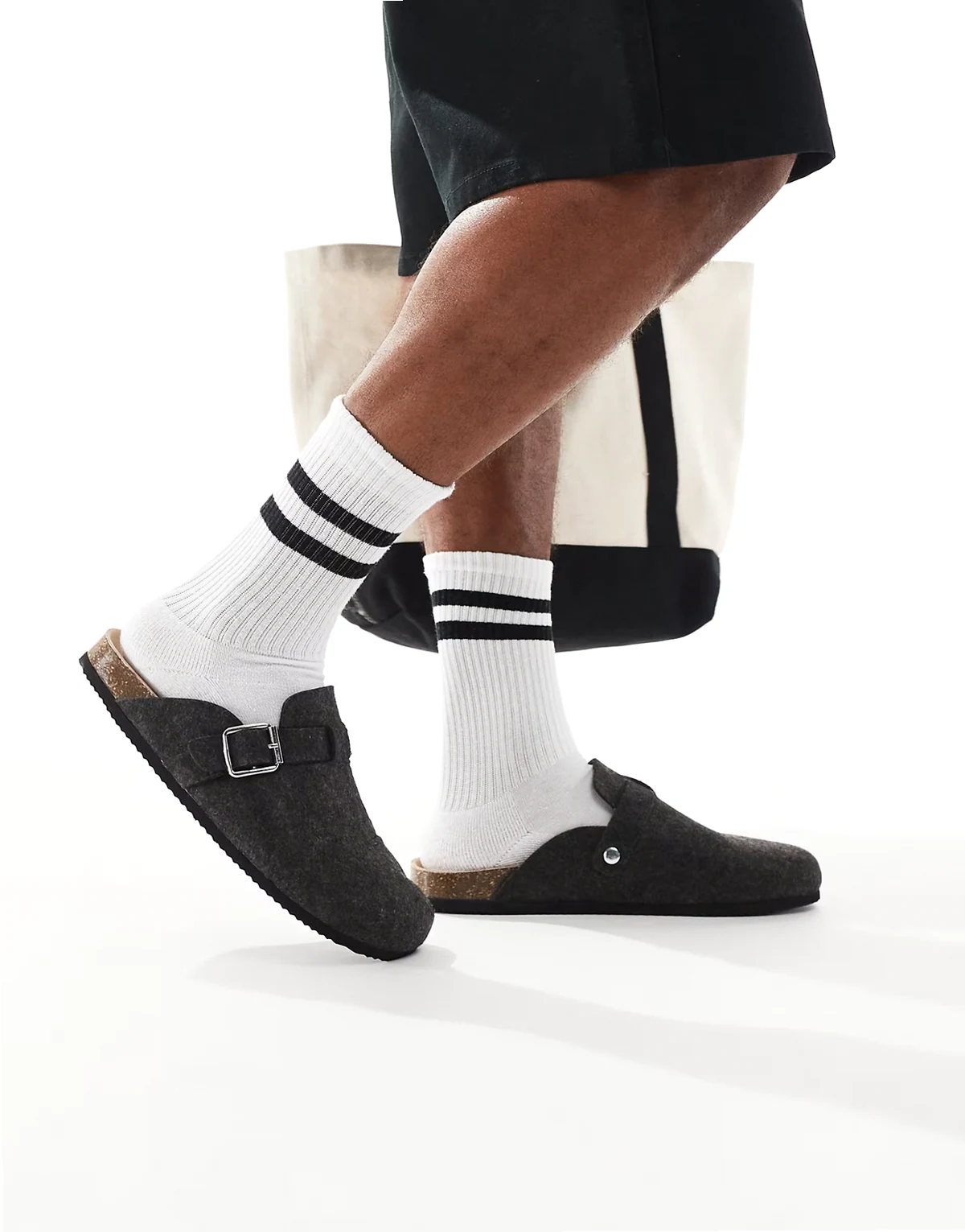 – Loafer-Mules aus Filz in Grau