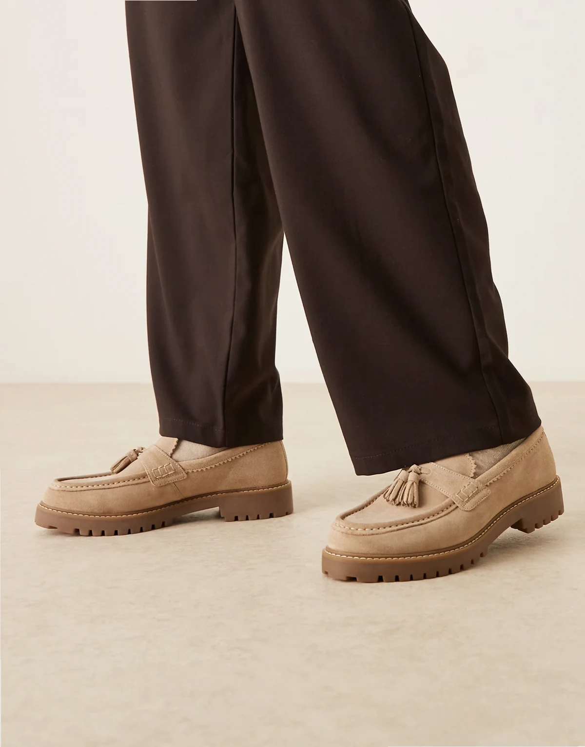 – Sean – Wildleder-Loafer in Steinbeige mit Quasten