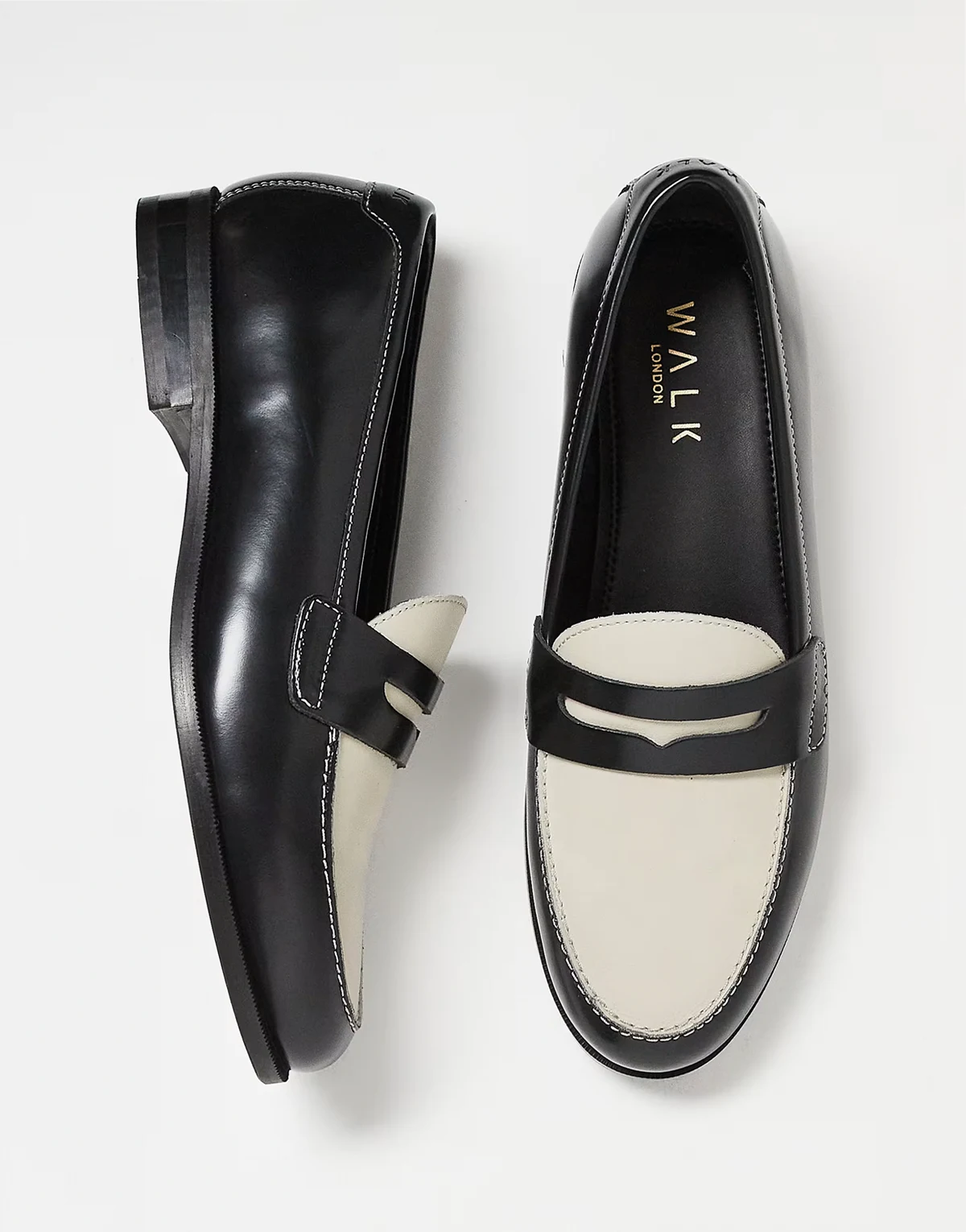– Torbole – Leder-Loafer in Schwarz/Wollweiß mit Stegdetail