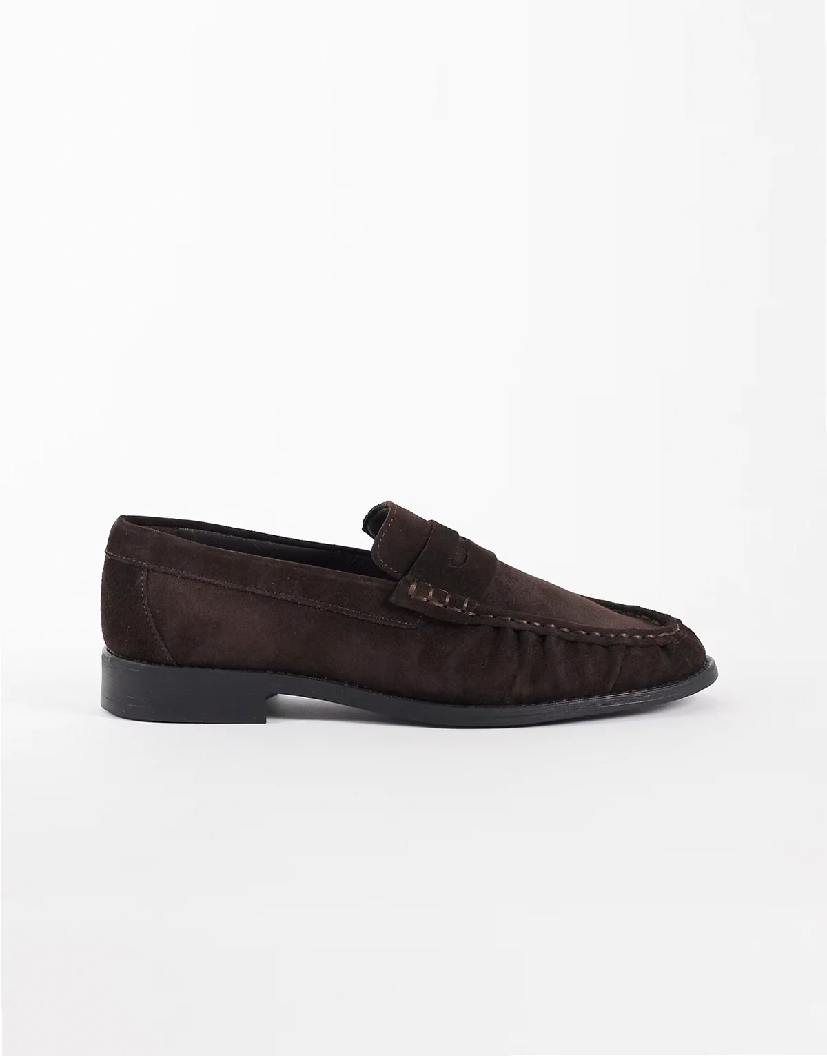 made in Portugal loafers in brown suede with ruched apron