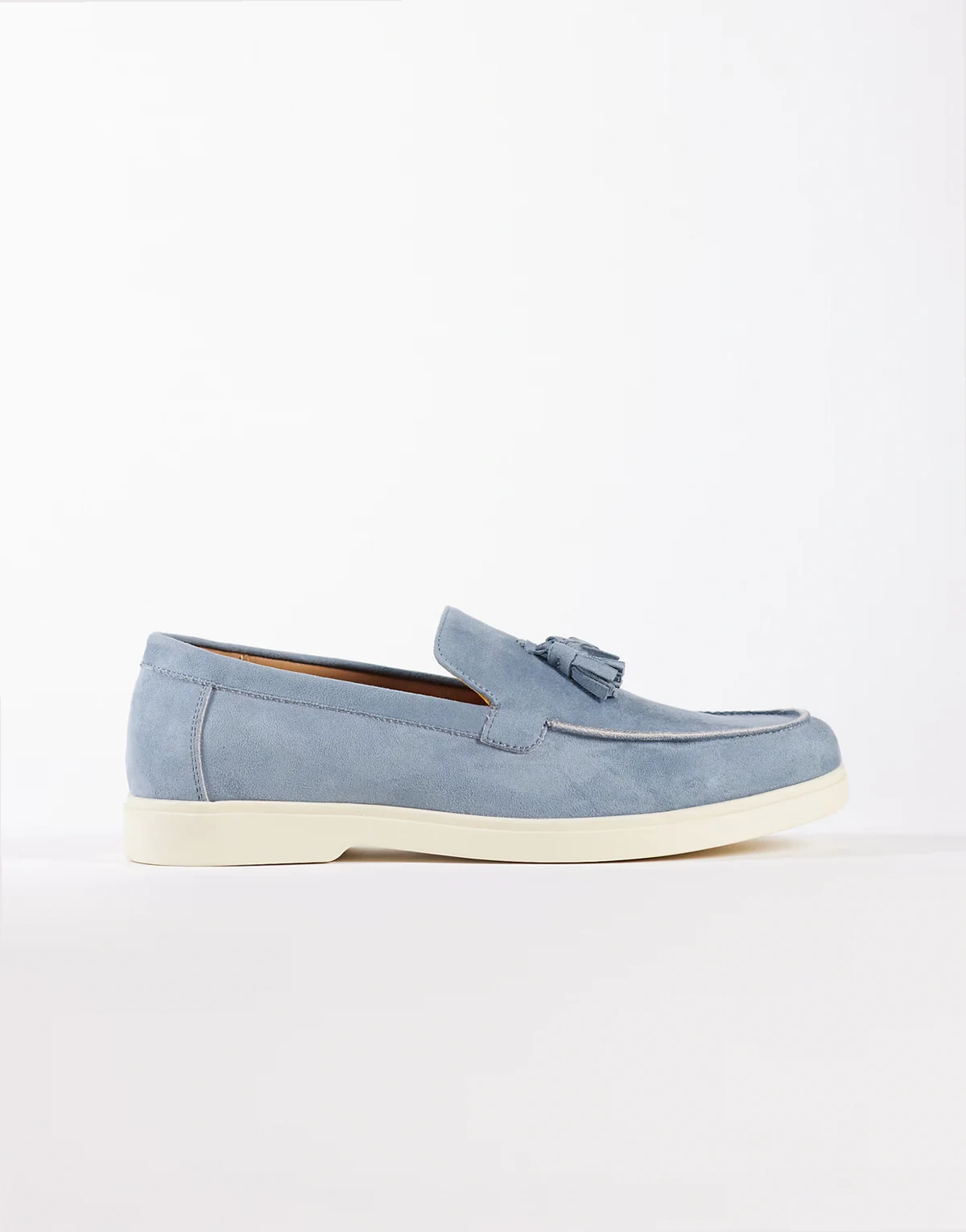 – Kayak – Loafer mit Bommel in Grau/Blau mit Mikrostruktur