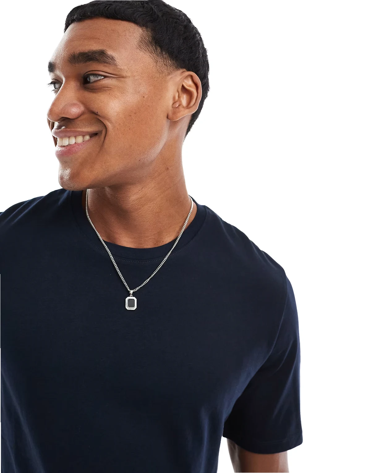 Essentials t-shirt in cotton with crew neck in navy - NAVY