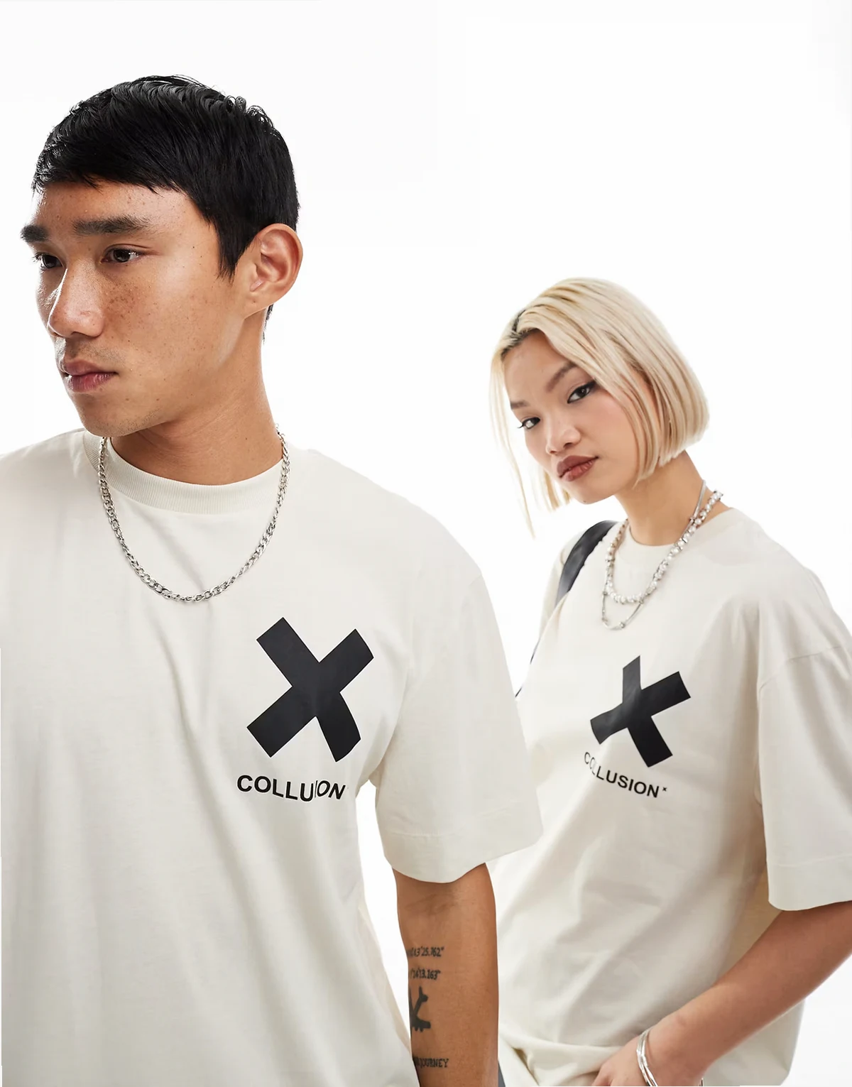 Unisex X logo cotton t-shirt in off-white