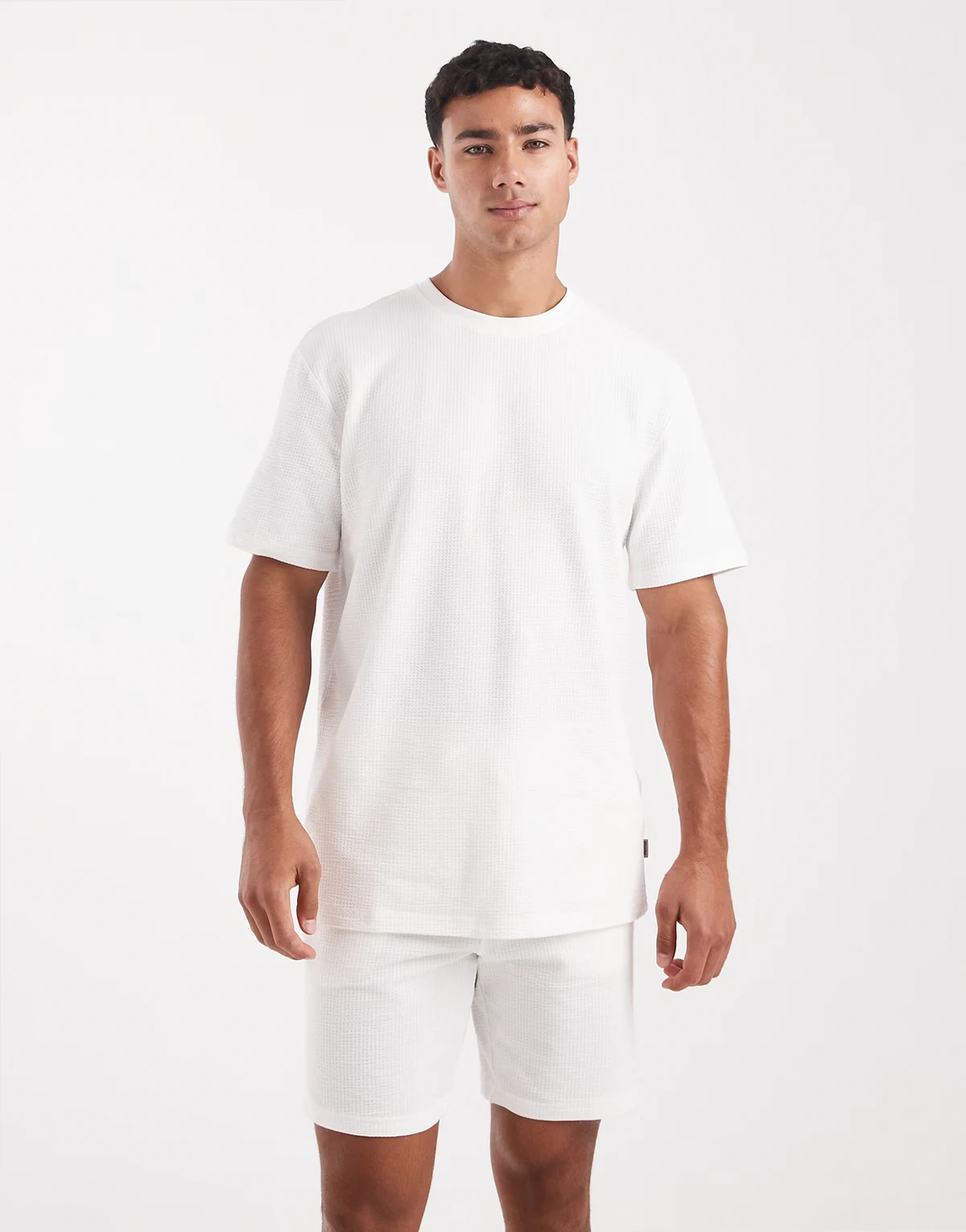 short sleeve waffle t-shirt in white - part of a set