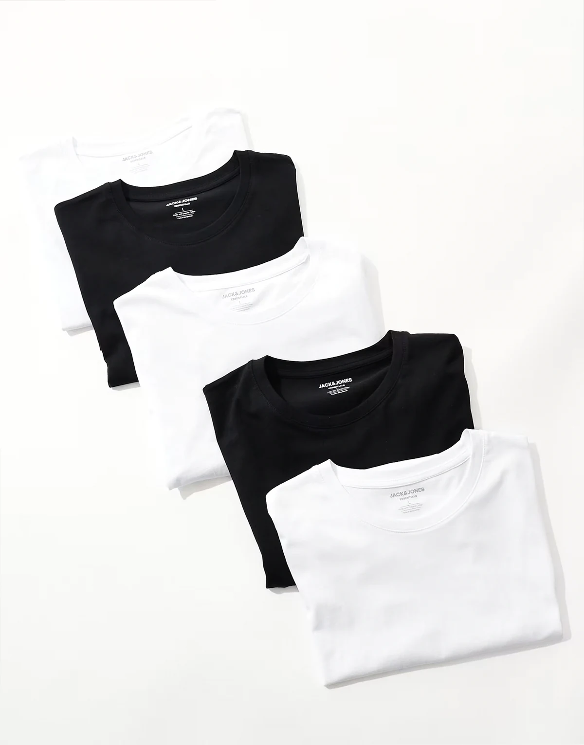 5 pack slim fit t-shirt in white black & navy